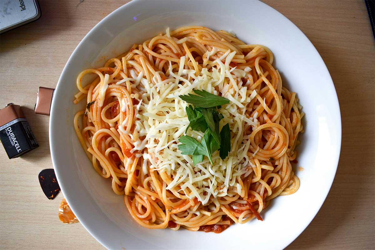 Simple homemade pasta with cheese — easy cheap meal for students saving money